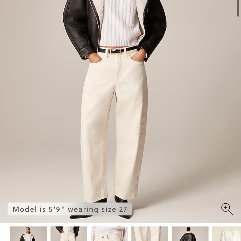J Crew barrel-leg Jean - cream